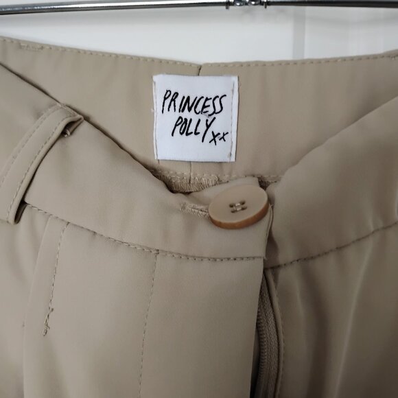 Princess Polly Women's Taupe Tan Archer Wide Leg Pleated Front Dress Pants - Picture 3 of 7